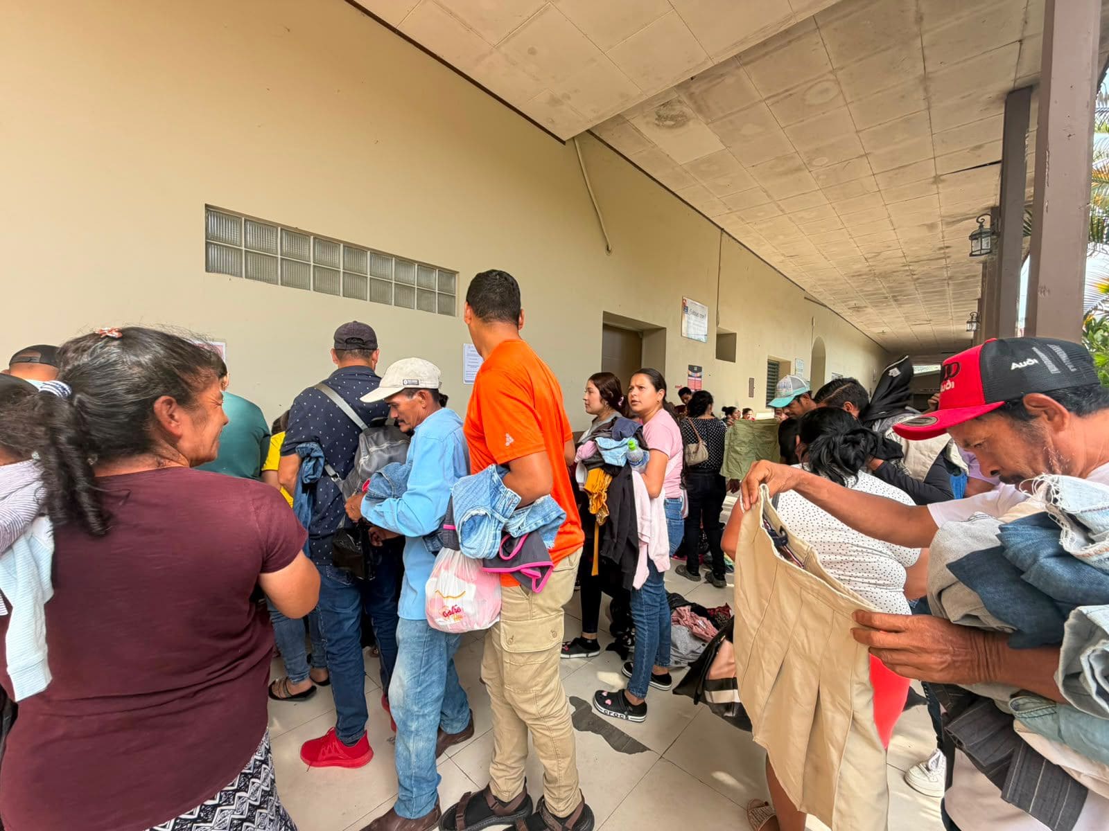 People receiving clothes